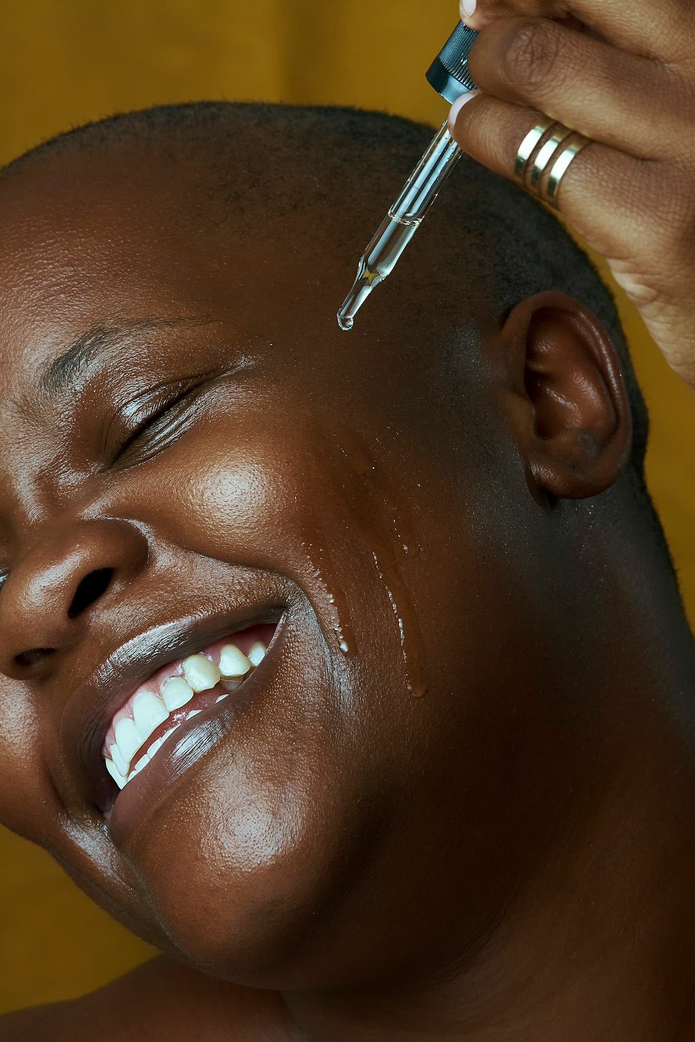Close-up of dewy, glowing skin